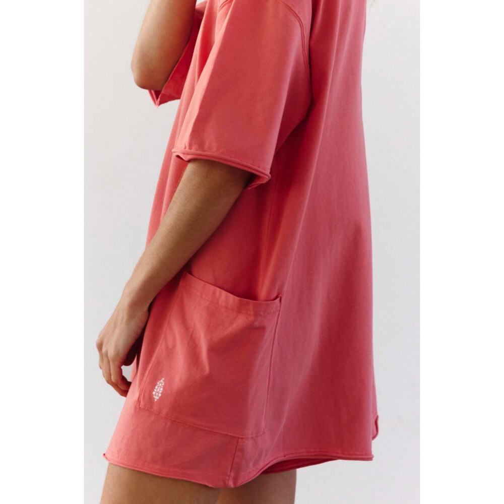 NEW Free People Movement Neon Coral Oversized Shapeless Hot Shot Tee Romper XS - Picture 3 of 14